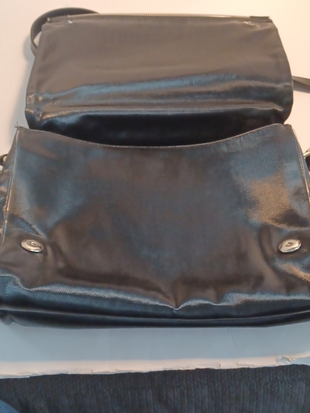 Mandarina Duck Sistema Leisure Black Shine Top Handle Cross Body Purse W/bag. - Picture 5 of 16